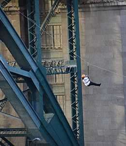 Zipping across the Tyne for charity and residents