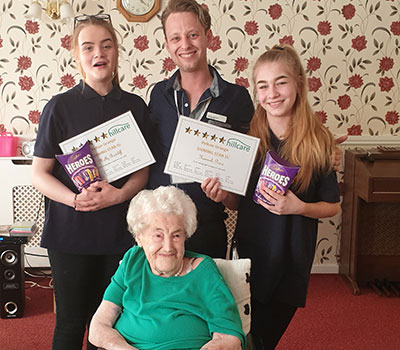 Chris, Hannah and Molly with their work experience week awards