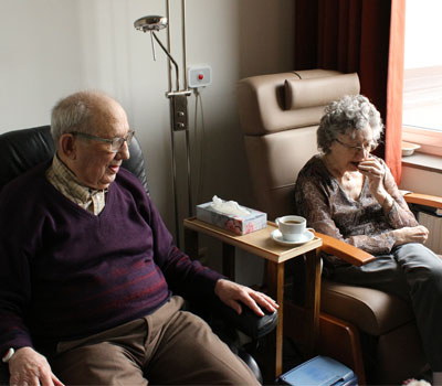 Elderly couple in care home