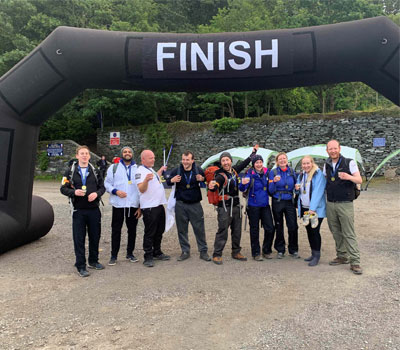 Orchard Care Homes care staff at the finish line of Mount Snowdon