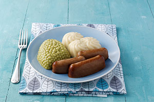 pureed meal - vegetarian sausages by Wiltshire Farm Foods